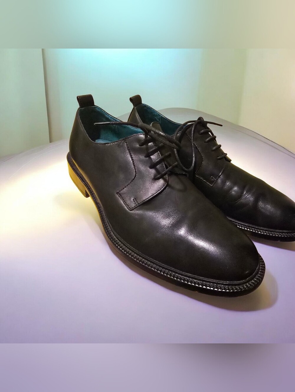 Men's Classic Black Leather Derby Shoes - Sleek Lace-Up Design